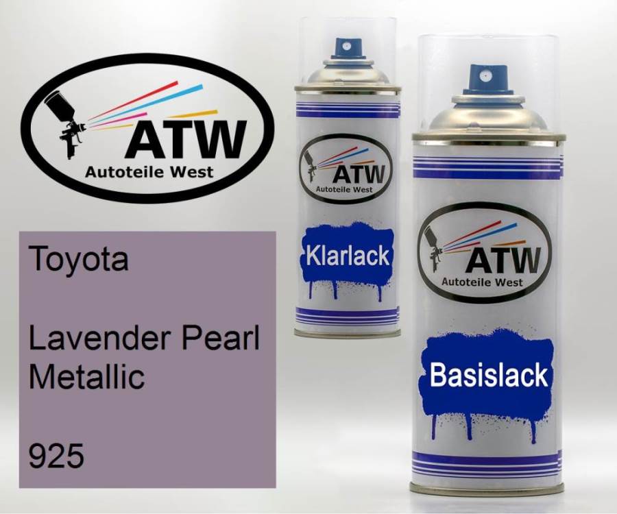 Toyota, Lavender Pearl Metallic, 925: 400ml Sprühdose + 400ml Klarlack - Set, von ATW Autoteile West.